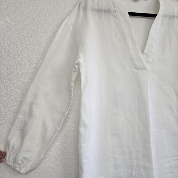Boden Blouse 6R 100% Linen V-Neck Relaxed Lagenlook Bohemian Minimalist White - Picture 3 of 11